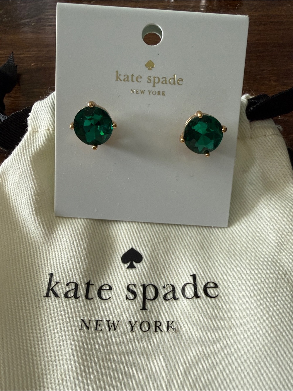 kate spade emerald green crystal stud earrings for kids